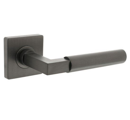 Deurkruk Baustil op rozet verdekt 55x55x10mm met nokken antraciet grijs