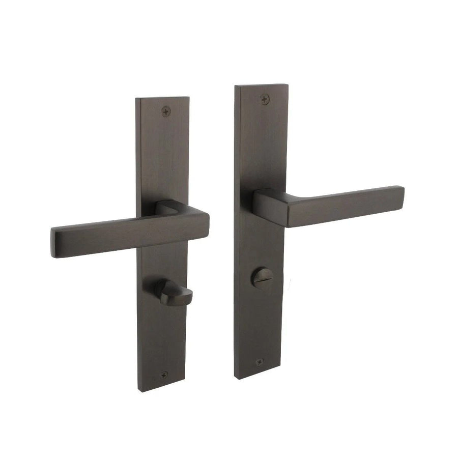 Deurkruk Hera op schild rechthoekig 245x45mm wc 63/8mm antraciet grijs