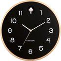 Wall clock natural cuckoo birch wood black