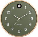 Wall clock natural cuckoo birch wood jungle green