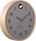 Wall clock natural cuckoo birch wood mouse grey