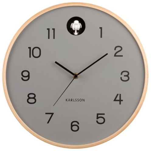Wandklok Natural Cuckoo grijs