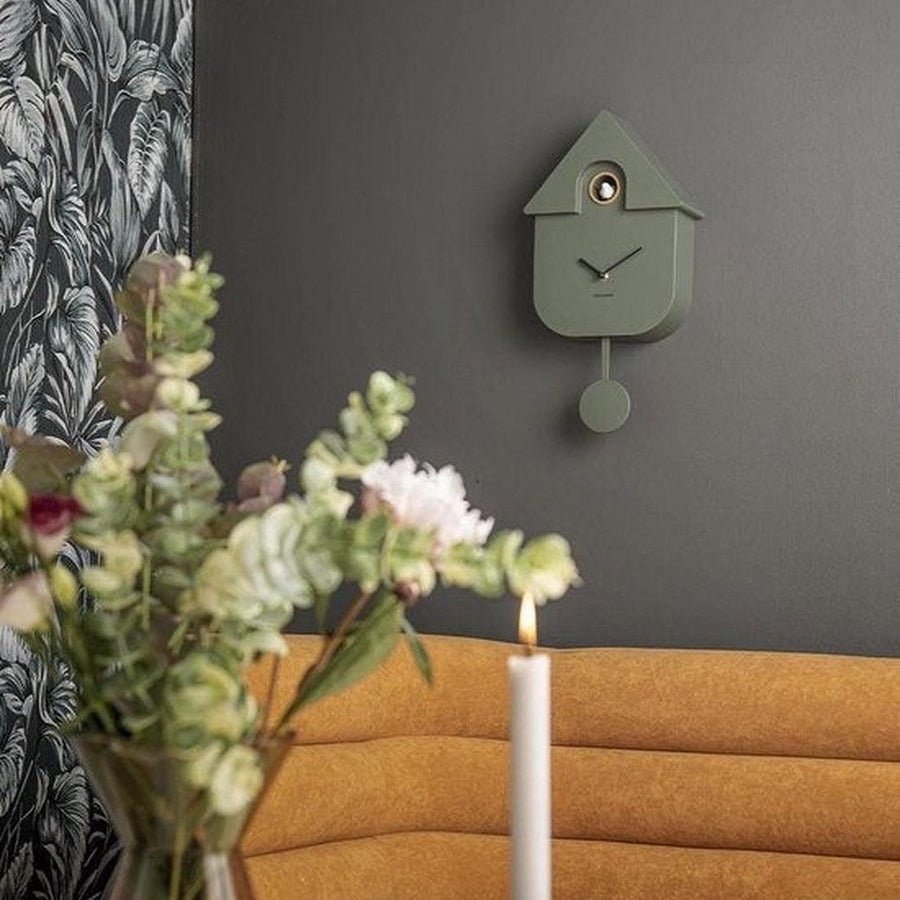 Wall clock Modern Cuckoo ABS jungle green