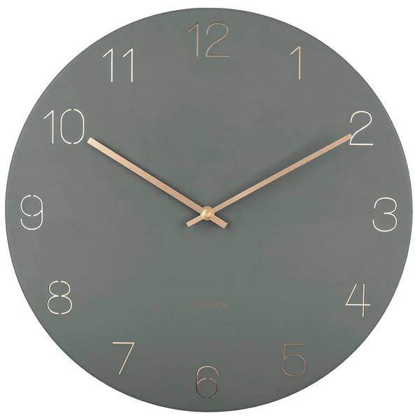 Wandklok Charm Engraved Numbers groen