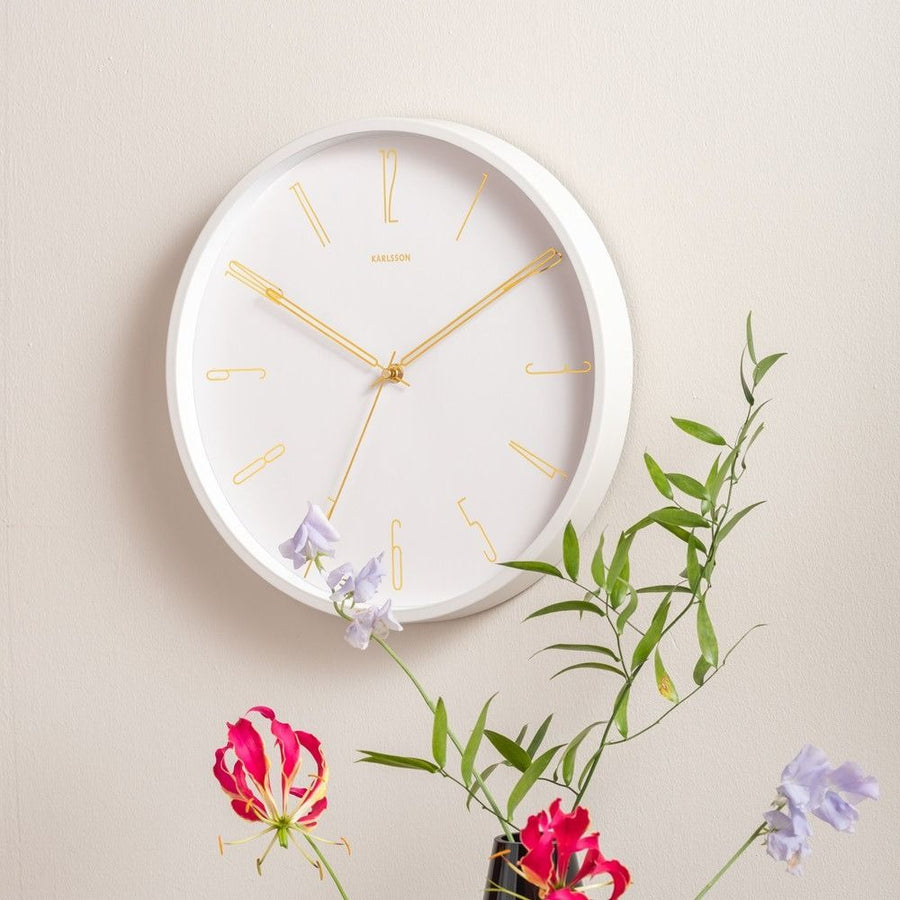 Wall clock Belle Numbers metal white