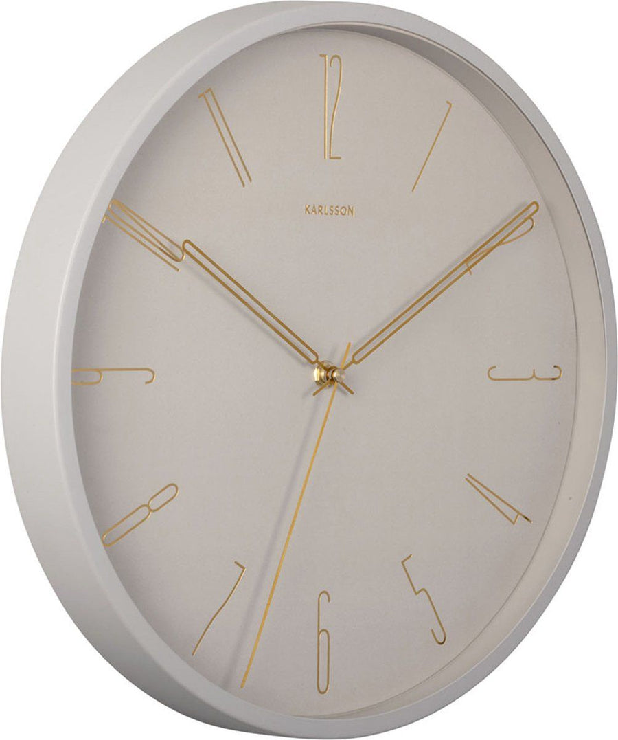 Wall clock Belle Numbers metal warm grey