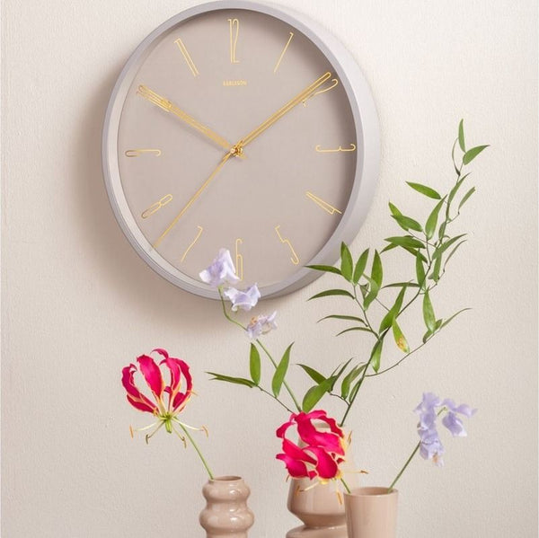 Wall clock Belle Numbers metal warm grey