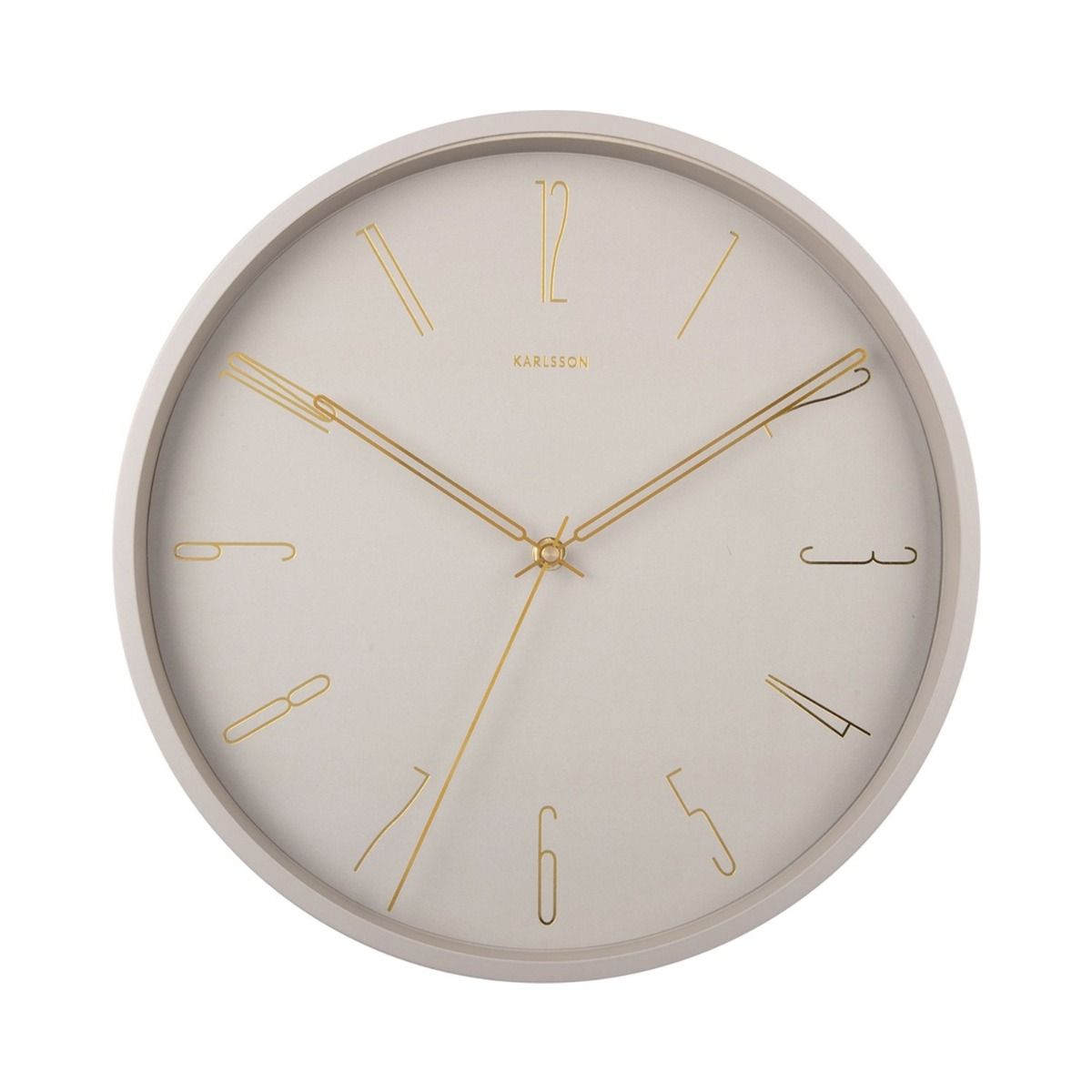 Wall clock Belle Numbers metal warm grey