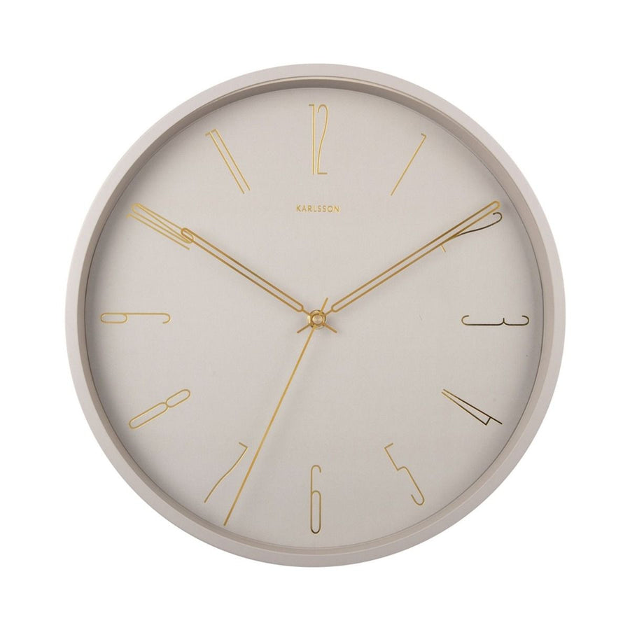Wall clock Belle Numbers metal warm grey