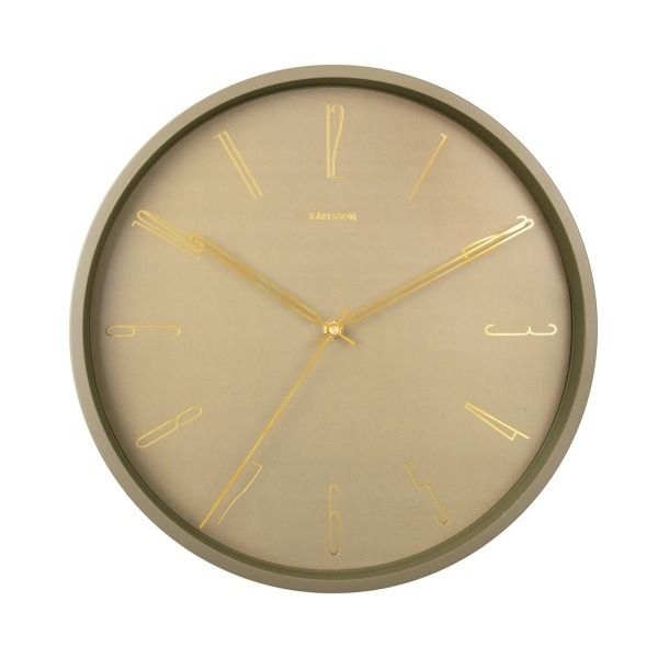 Wall clock Belle Numbers metal moss green