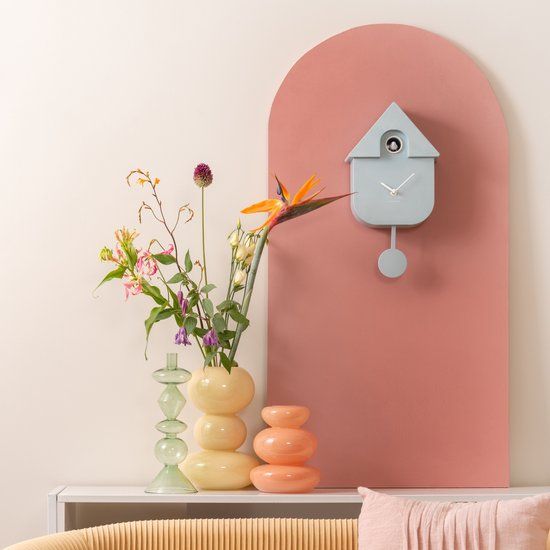 Wall clock Modern Cuckoo ABS soft blue