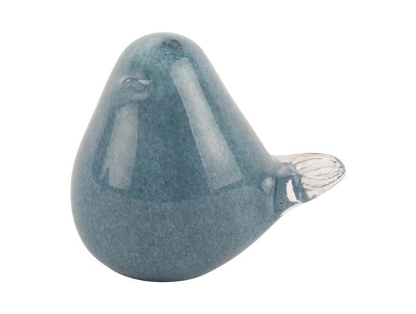 Statue Fat Bird large glass soft blue