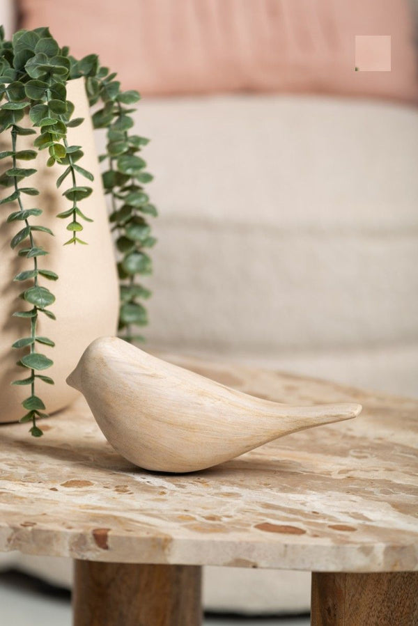 Statue Bird mango wood white wash