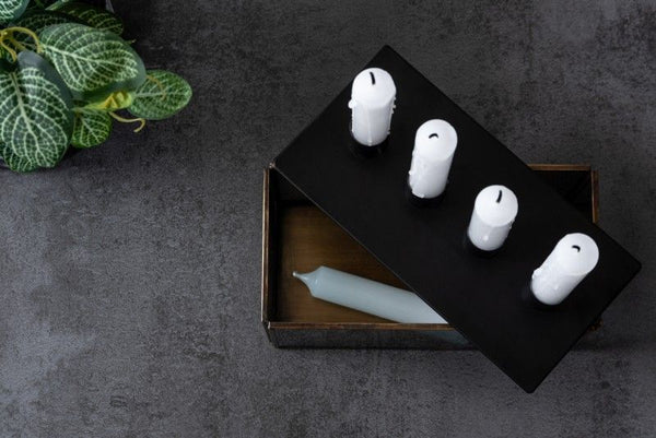 Candle holder Boxed rectangle glass black