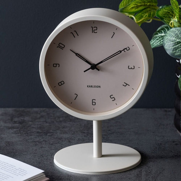 Table clock Stark iron matt warm grey