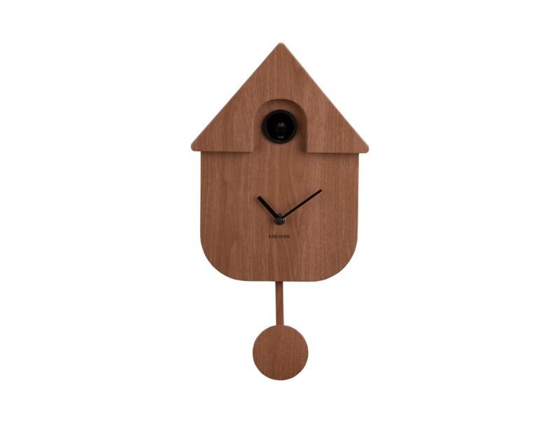 Wall clock Modern Cuckoo dark wood print