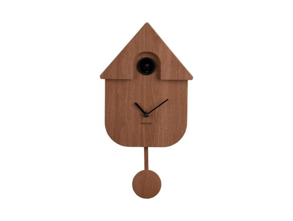 Wall clock Modern Cuckoo dark wood print