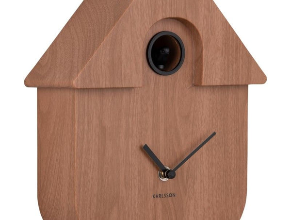 Wall clock Modern Cuckoo dark wood print