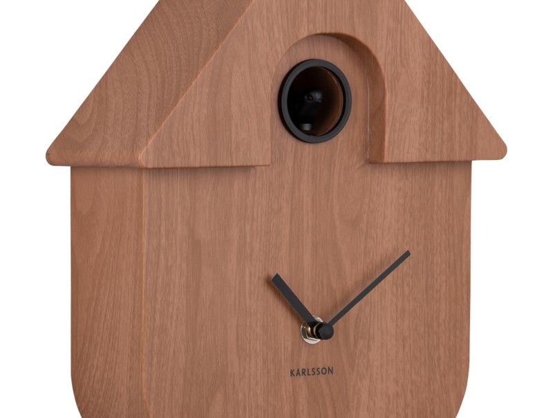 Wall clock Modern Cuckoo dark wood print