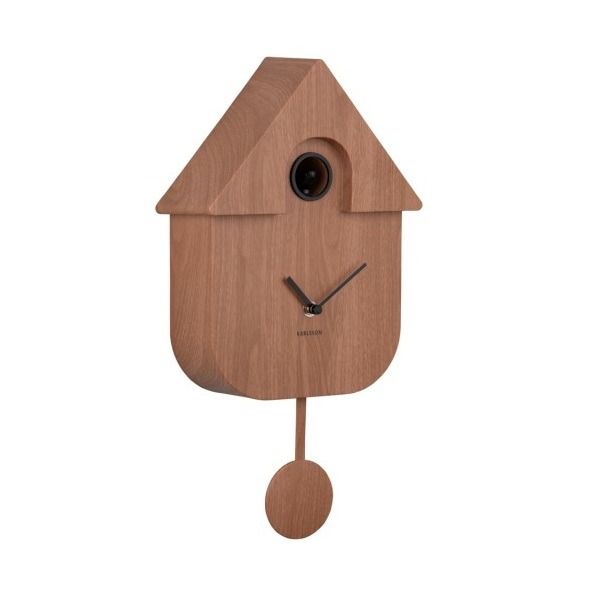 Wall clock Modern Cuckoo dark wood print