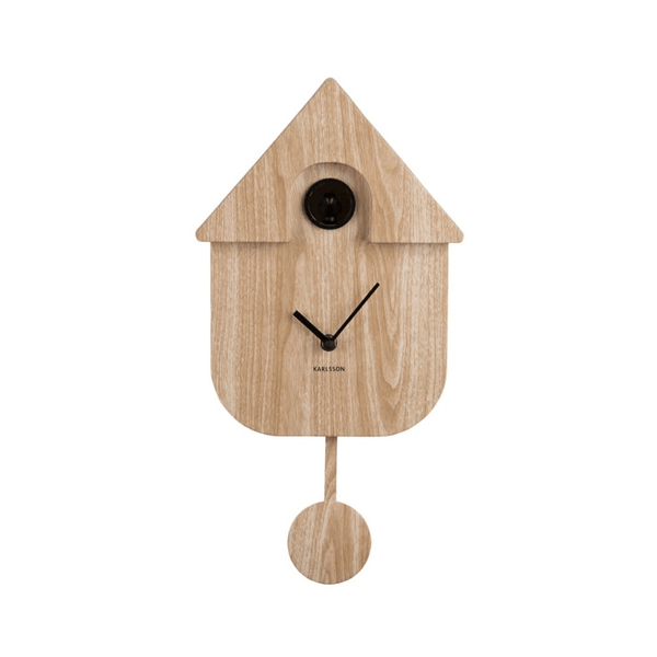 Wall clock Modern Cuckoo light wood print