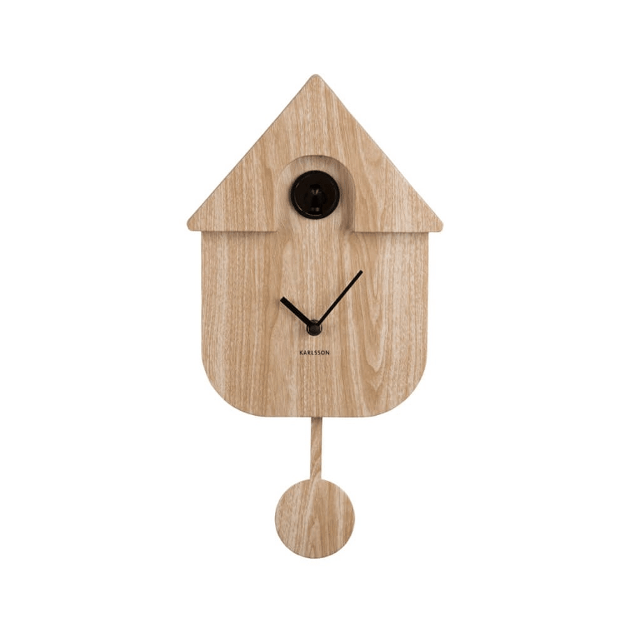 Wall clock Modern Cuckoo light wood print