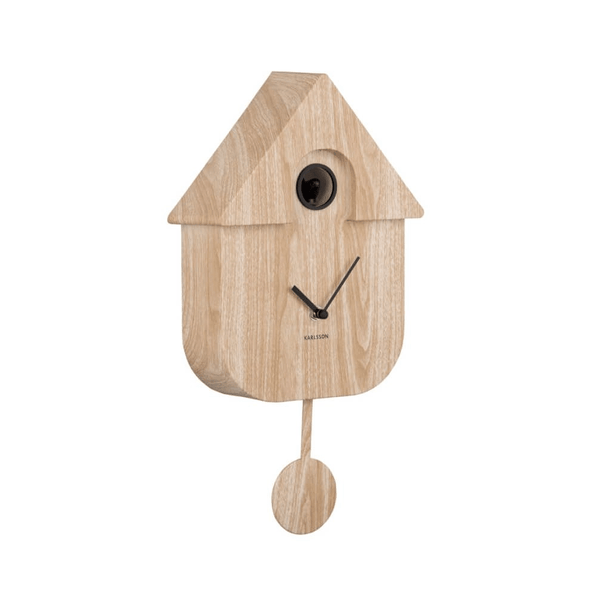 Wall clock Modern Cuckoo light wood print