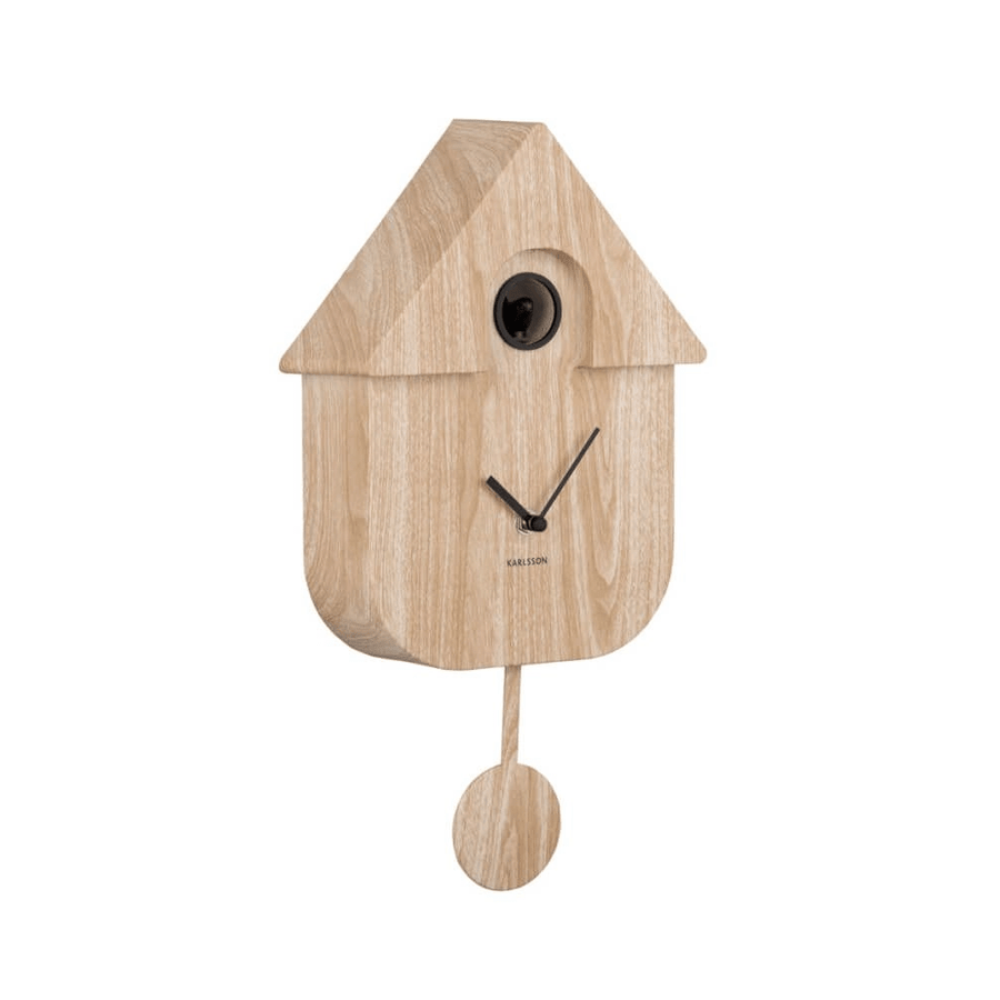 Wall clock Modern Cuckoo light wood print