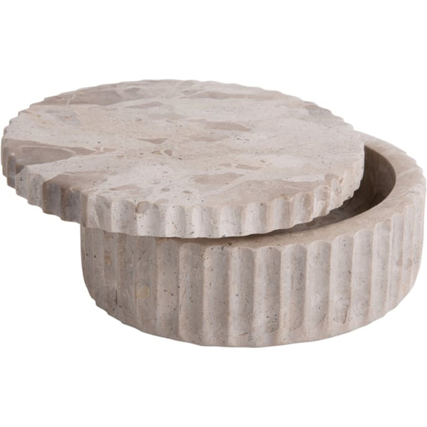 Bowl with lid marble brown
