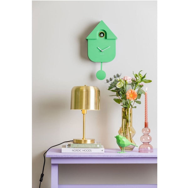 Wall clock Modern Cuckoo ABS bright green