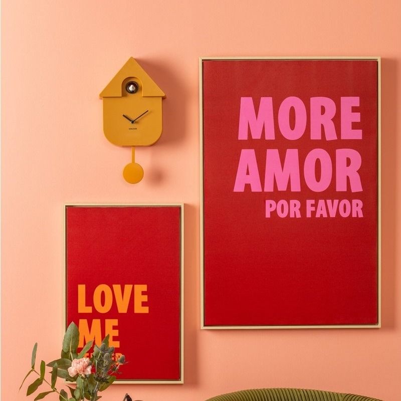 Wall clock Modern Cuckoo ABS bright yellow