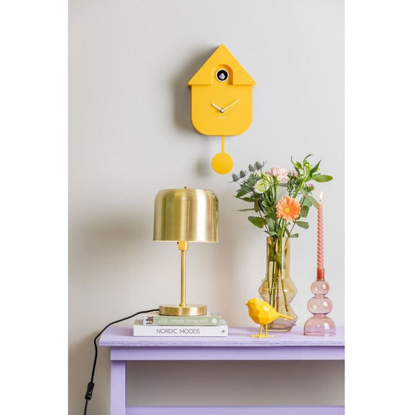 Wall clock Modern Cuckoo ABS bright yellow
