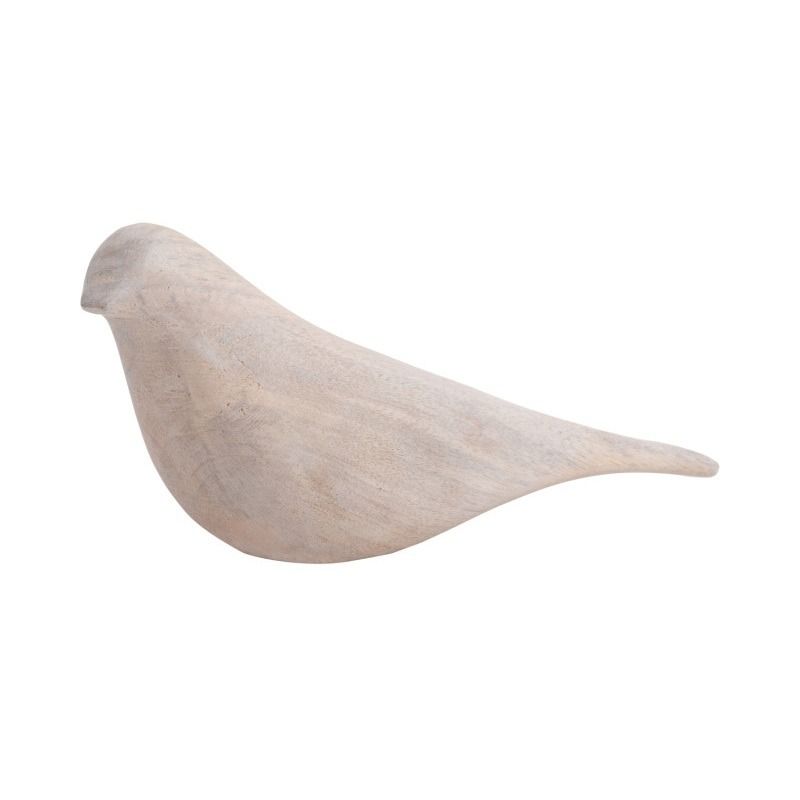 Statue Bird Long Tale wood white wash