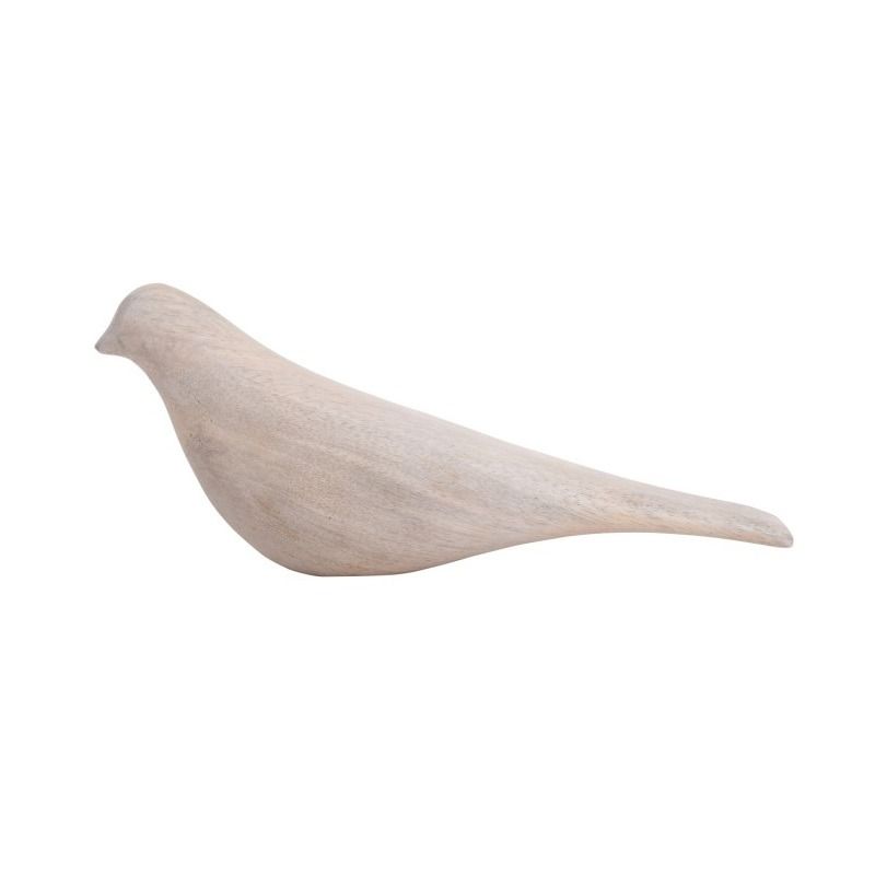 Statue Bird Long Tale wood white wash