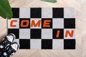 Doormat Come In black & white checker