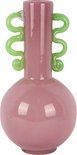Vase?Fiesta?glass?medium?bright?pink,?green?handles