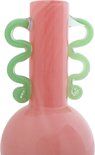 Vase?Fiesta?glass?medium?bright?pink,?green?handles