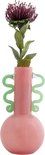 Vase?Fiesta?glass?medium?bright?pink,?green?handles