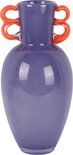 Vase Fiesta glass large bright purple, orange handles
