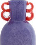Vase Fiesta glass large bright purple, orange handles