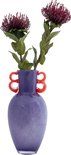 Vase Fiesta glass large bright purple, orange handles