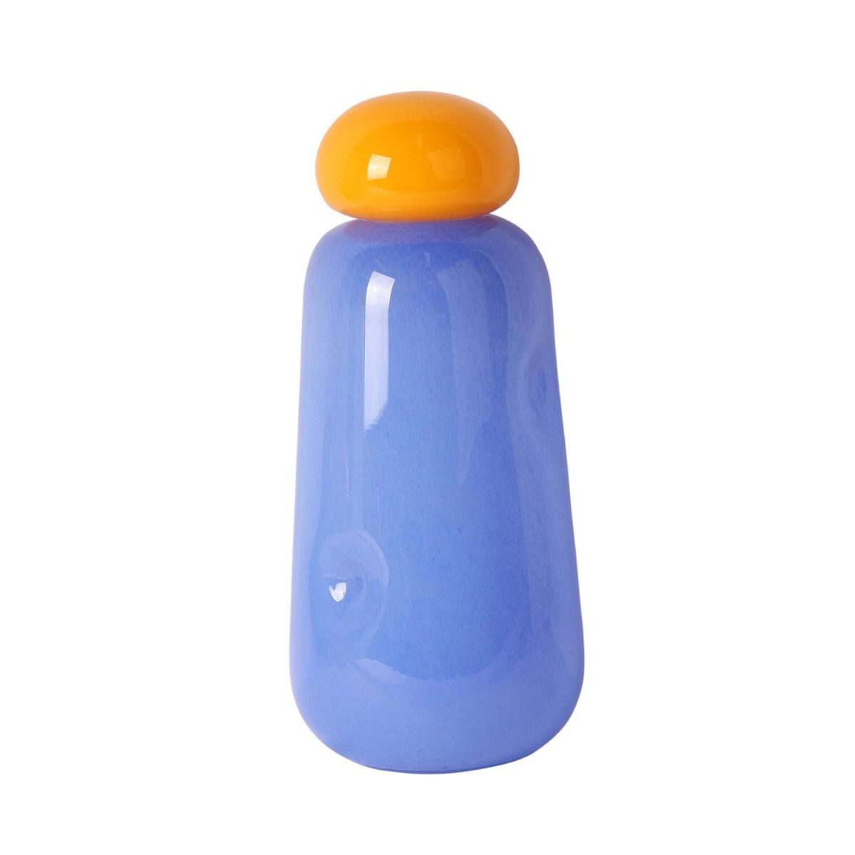Vase?Dulce?glass?large?soft?blue,?bright?yellow?lid