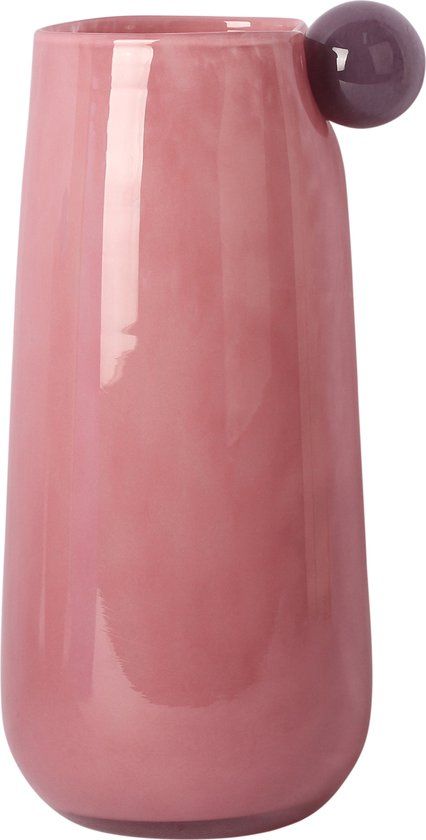 Vase Bolita glass large soft pink w. soft purple