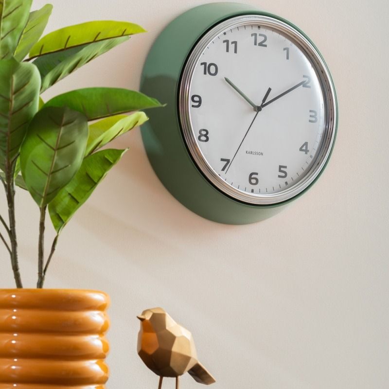 Wall clock Modern Retro jungle green