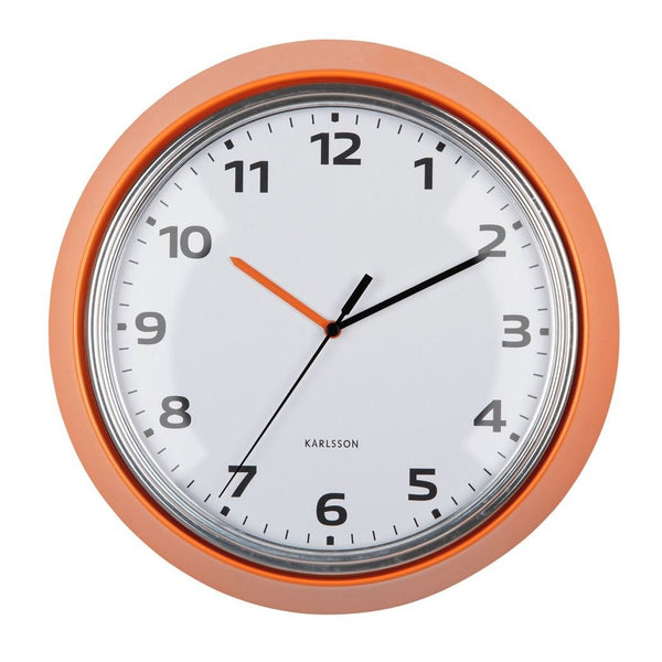 Wall clock Modern Retro bright orange