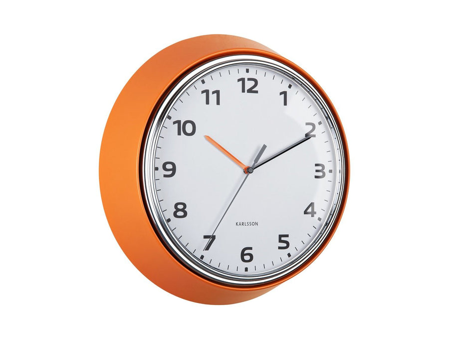 Wall clock Modern Retro bright orange