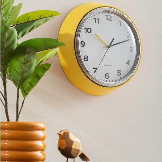 Wall clock Modern Retro bright yellow