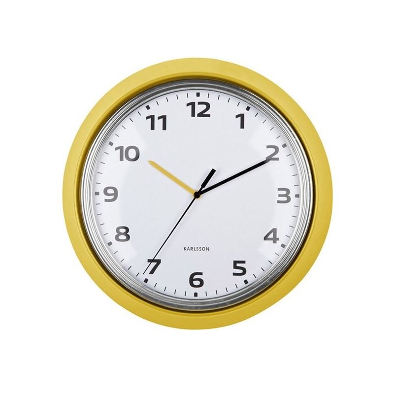 Wall clock Modern Retro bright yellow