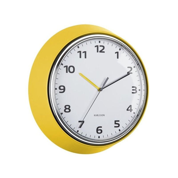 Wall clock Modern Retro bright yellow