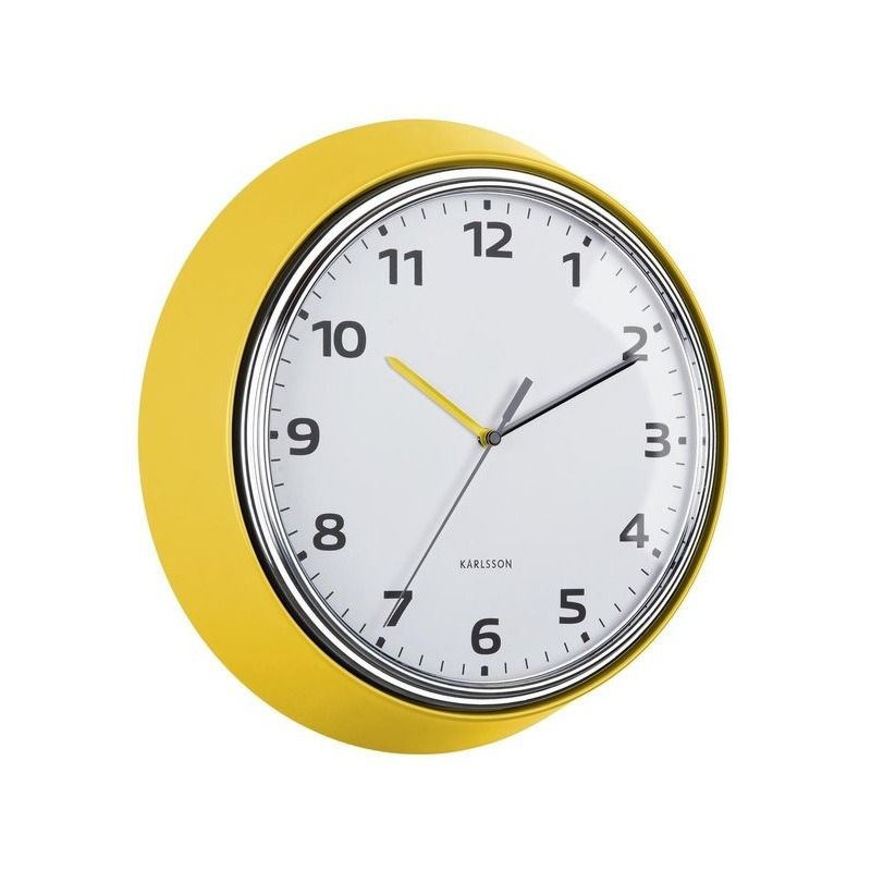 Wall clock Modern Retro bright yellow